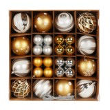 Set globuri de Craciun, Alska, Argintiu-Auriu, 44 bucati