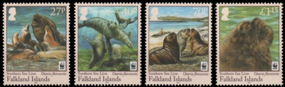 Ins. Falkland, fauna marina, WWF, 2011, leul de mare, MNH foto