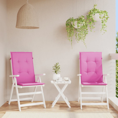 Perne scaun cu spatar &amp;icirc;nalt, 2 buc., roz, 120x50x3 cm, textil GartenMobel Dekor foto