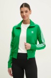 Adidas Originals bluză Adicolor Classics Firebird femei, culoarea verde, cu imprimeu, JC8261