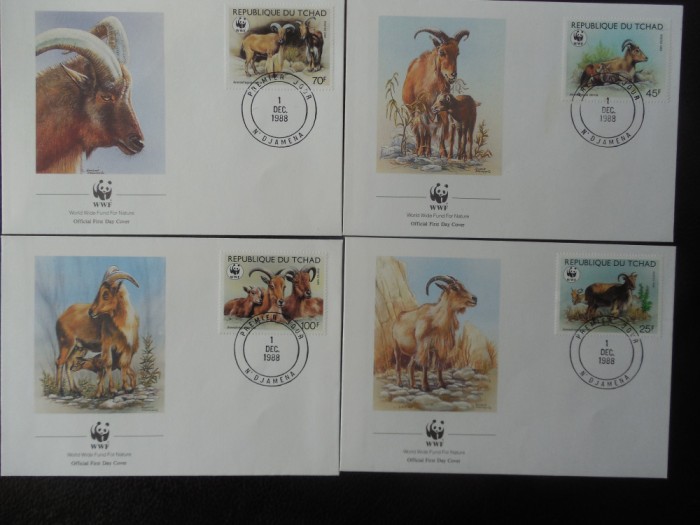Ciad-WWF,FDC Fauna -set complet