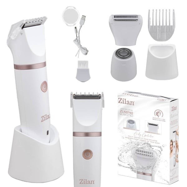 Epilator electric profesional, QUIRITIS, 3 in 1, incarcare USB, alb / ZLN 8740 Autonomie 60 Min, Alb