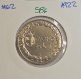 586 Italia Italy 1 Lira, 1922 KM#62, buna