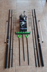 2 Lansete Feeder 3, 90m, 180 gr, 2 Mulinete 6000, 12 Rulmenti, Senzori, Suporti