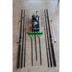 2 Lansete Feeder 3, 90m, 180 gr, 2 Mulinete 6000, 12 Rulmenti, Senzori, Suporti