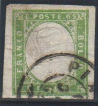 Italy Sardinia 1855 King Viktor Emanuel II, 5c olive green, used AM.155 foto