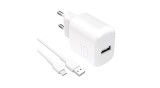 &Icirc;ncărcător de perete Puro PROLITE 10W USB-A + cablu USB-A - USB-C 1.2m - alb