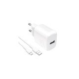 &Icirc;ncărcător de perete Puro PROLITE 10W USB-A + cablu USB-A - USB-C 1.2m - alb