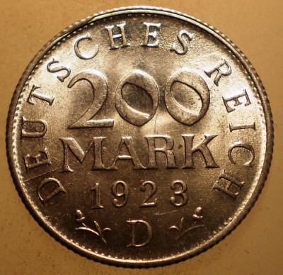 7.738 GERMANIA WEIMAR 200 MARK 1923 D AUNC foto