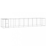vidaXL Padoc c&acirc;ini de exterior cu acoperiș, 21,78 m&sup2;, oțel galvanizat