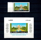 Ajman 1967 - Tadj Mahal, arhitectura, monumente, serie dantelata si colita nedantelata neuzata