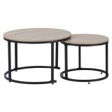 Cumpara ieftin Set 2 masute cafea mdf laminat stejar sonoma metal negru Tarni 70x45 cm, 50x40 cm