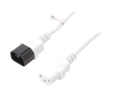 Cablu Prelungitor IEC C13 la IEC C14 1m Alb foto
