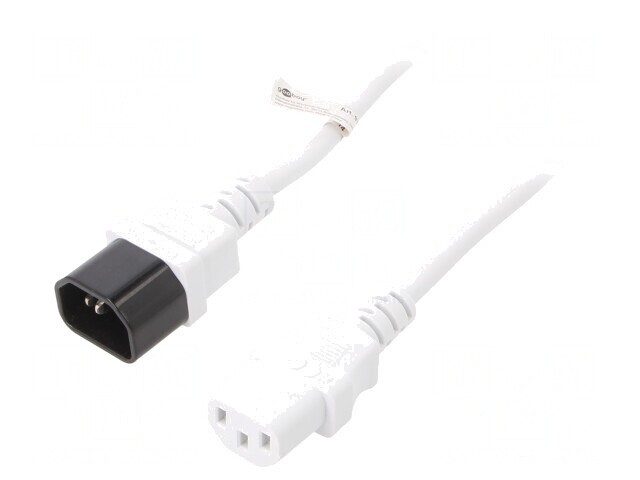 Cablu Prelungitor IEC C13 la IEC C14 1m Alb