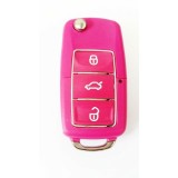 Carcasa cheie briceag after market , compatibil cu VW, 3 butoane, roz fuxia