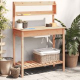 vidaXL Masă plantare cu chiuvetă maro 147,5x44x139,5cm lemn masiv brad