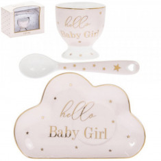 Set cadou bebelus, Lesser & Pavey, roz si auriu, ceramica, 15 x 8 x 10.5 cm, Hello Baby Girl