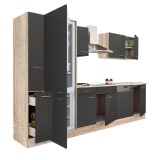 Bucătărie modulară Leziter Yorki 310 cm, Stejar Sonoma, cu frigider/congelator