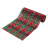 Material Textil Decorativ Crăciun, Model Carouri, Roșu/Verde, 5m x 24cm, Terilen, Oem