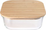 Doza de depozitare MagicHome patrata 800 ml cu capac din bambus