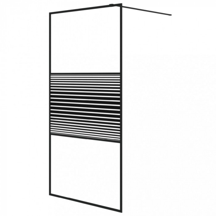 Paravan de duș walk-in negru 100x195 cm sticlă ESG transparentă