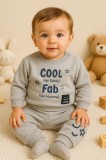 Costum bebelusi Cool &amp; Fab din bumbac, 2 piese, gri (Marime Disponibila: 6-9