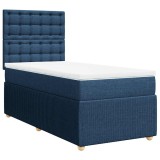 Cumpara ieftin Pat box spring cu saltea, albastru, 80x200 cm, textil