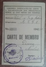 QW13 6 - 1948 - Carte de membru - Uniunea sindicatelor din petrol si gaz metan