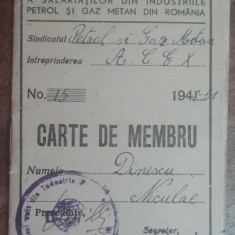 M3 C18 - 1948 - Carte de membru - Uniunea sindicatelor din petrol si gaz metan