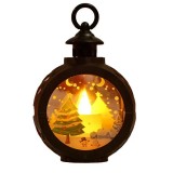 Decoratiune craciun tip felinare cu baterii, 13.5 x 9 cm,lumanare cu geam si inscriptie brad craciun,lumina alb cald,baterii incluse,negru, Flippy
