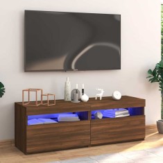 vidaXL Comodă TV cu lumini LED, stejar maro, 120x35x40 cm 815674
