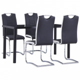 vidaXL Set mobilier de bucătărie, 5 piese, negru, piele ecologică