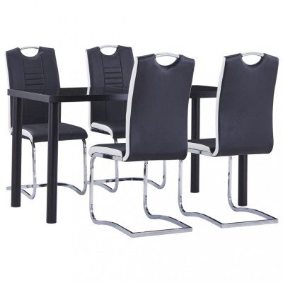 vidaXL Set mobilier de bucătărie, 5 piese, negru, piele ecologică foto