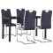 vidaXL Set mobilier de bucătărie, 5 piese, negru, piele ecologică 3053026