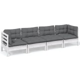 Cumpara ieftin Set mobilier gradina cu perne, 4 piese, lemn masiv de pin