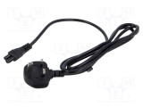Cablu 3x0,75mm2 BS 1363 with IEC C5 Female Connector PVC 1.8m Black - POS