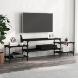 vidaXL Comodă TV, negru, 197x35x52 cm, lemn prelucrat