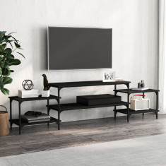vidaXL Comodă TV, negru, 197x35x52 cm, lemn prelucrat