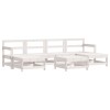Set mobilier de gradina, 7 piese, alb, lemn masiv de pin