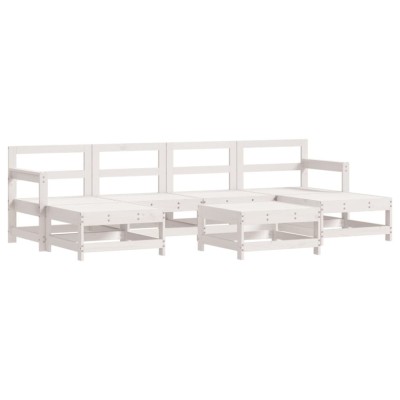 Set mobilier de gradina, 7 piese, alb, lemn masiv de pin foto