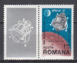 ROMANIA 1969 LP 715 COSMOS IV APOLLO 12 SERIE CU 4 VINIETA MNH, Nestampilat
