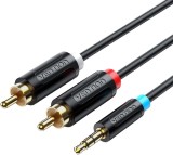 Cablu audio Vention, Jack 3.5mm (T) la 2 x RCA (T), 1m, conectori auriti, PVC, negru, &quot;BCLBF&quot; (timbru verde 0.18 lei) - 6922794751309