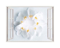 Autocolant decorativ, Fereastra, Arbori si flori, Multicolor, 83 cm, 334ST foto