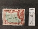 Timbru Cura&ccedil;ao 1942 - Poștă Aeriană, Hartă Insule, Regină, PERFIN KLM (Mi. 185) - Ștampilat -A70