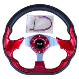 Volan Sport Universal Rosu, Diametru 33cm, Accesorii Montaj Incluse, Design Ergonomic, Aderenta Excelenta