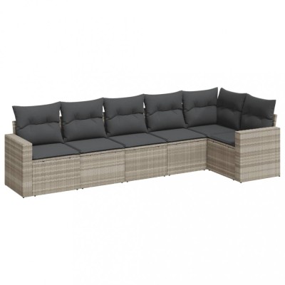 Set canapele de gradina cu perne, 6 piese gri deschis poliratan foto