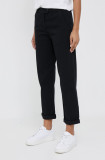 United Colors of Benetton pantaloni femei, culoarea negru, drept, medium waist