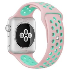 Curea iUni compatibila cu Apple Watch Ultra/SE/8/7/6/5/4/3/2/1, 42mm, Silicon Sport, Pink/Blue