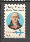 S.U.A.1980 Posta aeriana:250 ani nastere F.Mazzei-diplomat KS.37, Nestampilat