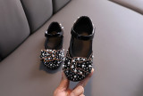 Pantofi negri cu perlute albe si strasuri (Marime Disponibila: Marimea 21), Superbaby